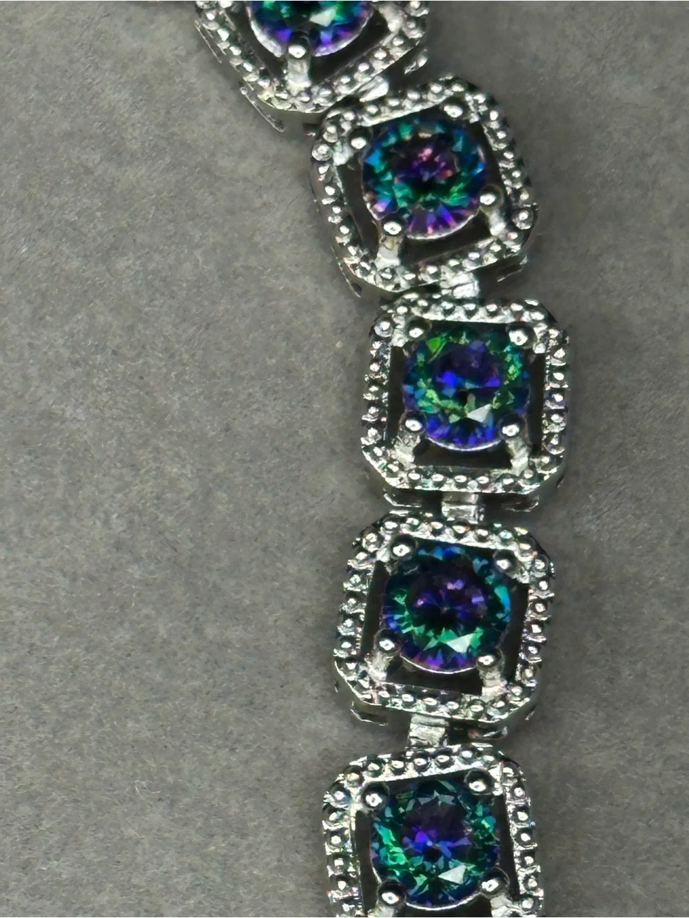 Mystic Topaz Halo Tennis Bracelet - Silver